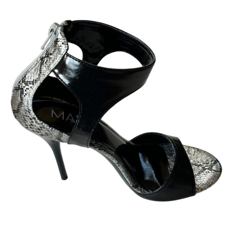 BCBG Max Rave Envy Women Stiletto Sandal Cocktail Holiday BLACK Shoes 8 NIB 🎀